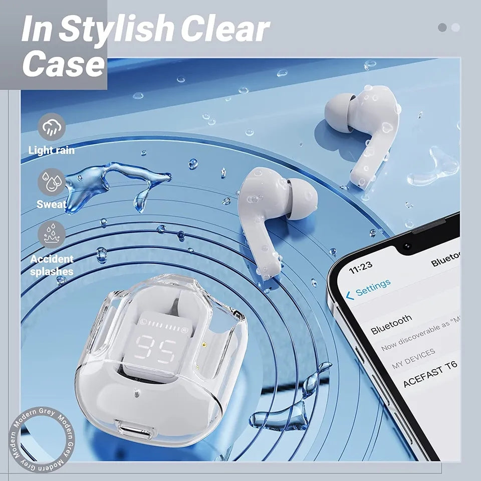 Air31 Earbuds Wireless Crystal Transparent Bluetooth 5.3 Air 31 Ear buds Wireless Headset